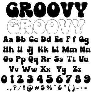GROOVY police SVG, Svg alphabet groovy rétro, Svg police vintage, clipart rétro Svg alphabet groovy, Svg rétro, clipart Groovy, police Svg, Cricut