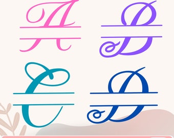 Split Monogram SVG Bundle Cursive Split Monogram SVG png eps, Cut file for Cricut, Silhouette, 26 Individual files