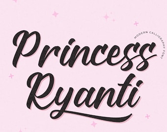 Princess Ryanti Font-Handlettered Font, Handwritten Font Tails Calligraphy Font Script Font Cricut Procreate Canva Wedding Commercial Use