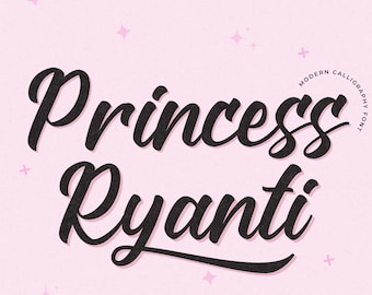 Polices d'écriture manuscrite Princesse Ryanti, polices manuscrites Tails calligraphie polices Script polices Cricut Procreate Canva mariage usage Commercial