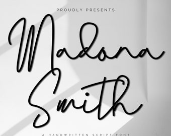 Madona Smith Font- Handwritten Signature Script Font, Cursive Font, Cricut Font Fonts for Cricut Procreate Font Modern Font Wedding font