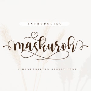 Maskuroh Font Calligraphy Tails Heart Font, Modern Font, Boho Font, Branding Font, Swash Font, Fonts for Cricut Bohemian Fonts Cricut Font image 1