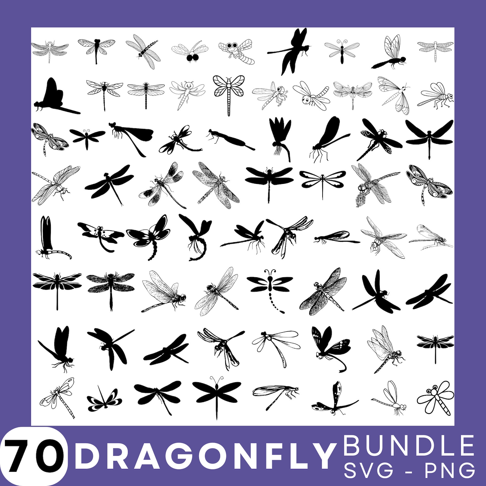 Dragonfly SVG Bundle, 70 Designs Dragonfly Svg Png, Dragonflies, Wings ...