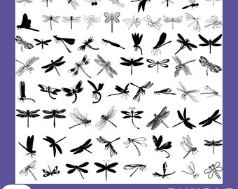 Libellule SVG Bundle, 70 modèles libellule svg png, libellules, ailes couper fichier, libellule PNG, libellules Svg, fichiers pour Cricut, Silhouette