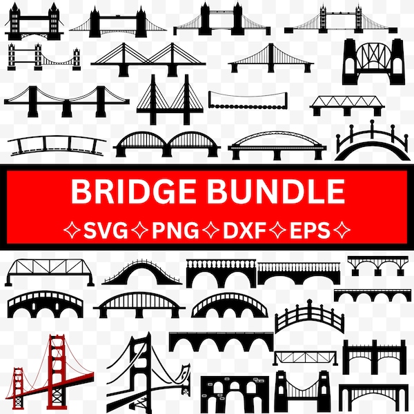 Bridge Svg Bundle, Bridge Png, Wooden Bridges Clipart Instant Download