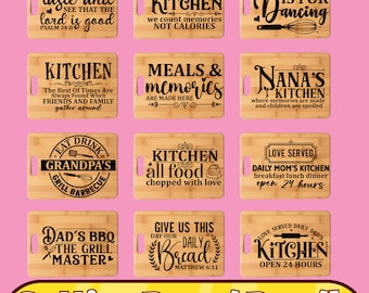 Kitchen Tray Svg Bundle 12 Designs, Cutting Board Svg, Plate svg, tray laser file board, Baking svg, mom kitchen svg cutting board laser png