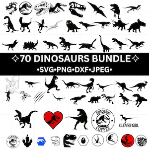 Bundle svg dinosaure, png clipart dinosaure, dinosaure silhouette svg, svg dinosaure enfants, t-rex svg, svg Dino, fichiers svg tricératops