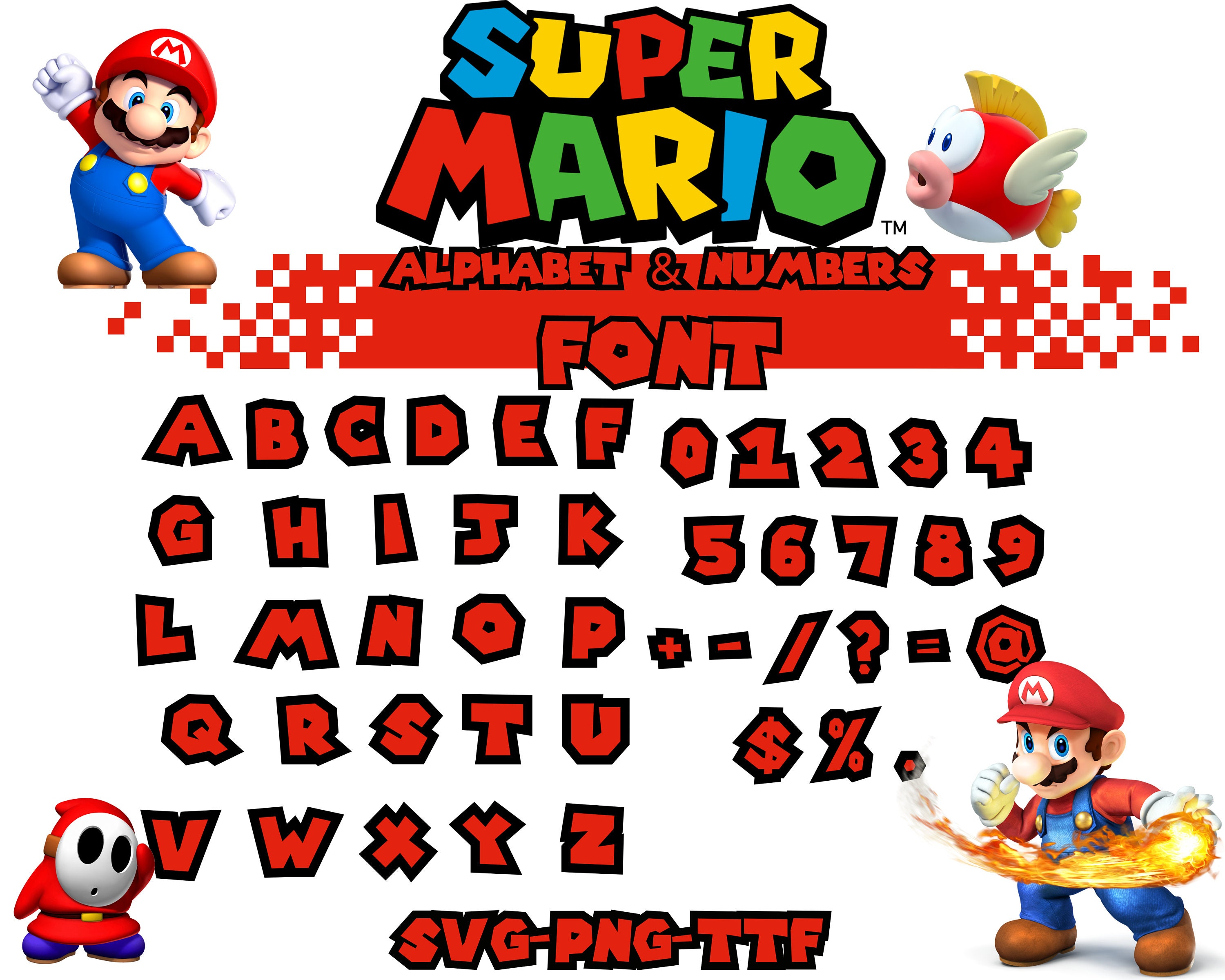 Mario Font Mario Alphabet Svg Super RGYB Font Svg Mario Etsy Canada