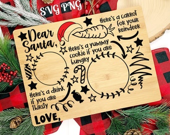 Dear Santa Tray SVG PNG Design, Christmas SVG, Santa Tray Santa Plate svg, Santa Milk Cookies svg, Cookies for Santa svg, carrot svg