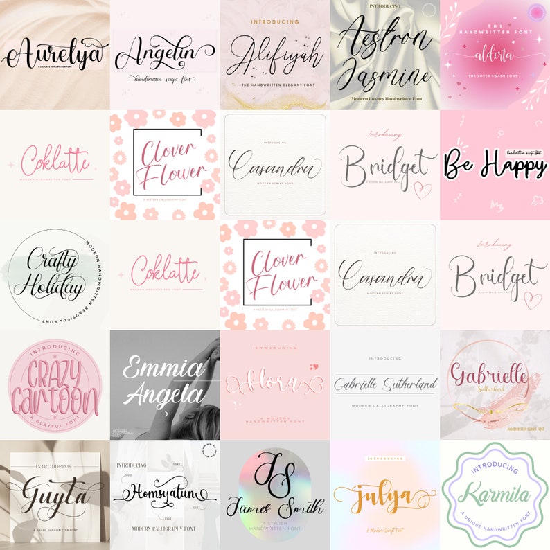 The Ultimate 50 Handwritten Fonts Font Bundle, Heart font, Cricut, Canva Font, Script Font, Digital Fonts, Procreate Fonts, Crafting font image 2