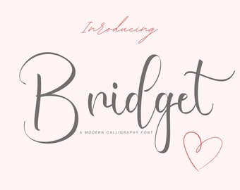 Bridget Font - Handwritten Script Font, Cricut Fonts, Calligraphy, Modern Font, Fonts for Cricut, Cursive Font, Procreate Font, Planner font
