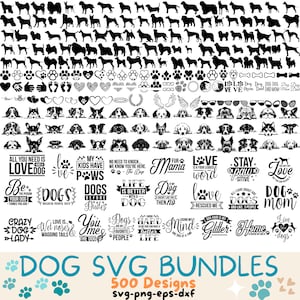 Hond SVG bundels, 500 hond SVG ontwerpen, hond gluren, hond gezicht SVG, huisdier SVG, hond portret, hond poten print SVG, hond moeder SVG, digitale download