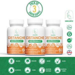 PRO PACK: 3 x Cistanche Capsules 500mg high quality vegetarian natural extract.