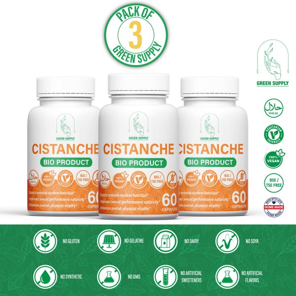 PRO PACK : 3 x Cistanche Capsules 500mg extrait naturel de haute qualité végétarienne.