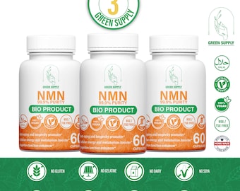 PRO PACK: 3 x NMN 500 mg x 60 capsules (nicotinamide mononucleotide) Certified high quality purity.