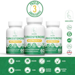 PRO PACK: 3 x Turkesterone 500mg high quality vegetarian natural extract.