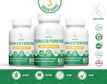 PRO PACK: 3 x Turkesterone 500mg high quality vegetarian natural extract.