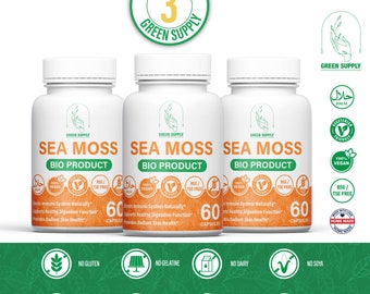 PRO PACK: 3 x Sea Moss Capsules 500mg natural extract of high vegetarian quality.