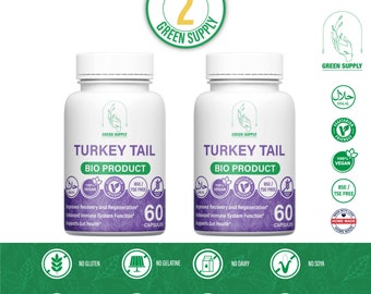 START PACK : 2 x Champignon de queue de dinde 500mg Capsules extrait naturel de haute qualité végétarienne.