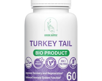 Turkey Tail Mushroom 500mg Capsules High Quality Vegetarian Natural Extract.