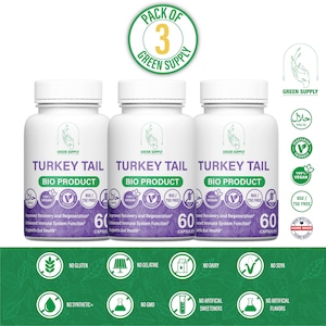 PRO PACK: 3 x Turkey Tail Mushroom 500mg Capsules high quality vegetarian natural extract.