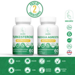 BOOST PACK: 1 Turkesterone + 1 Fadogia Agrestis natural extract of high vegetarian quality.