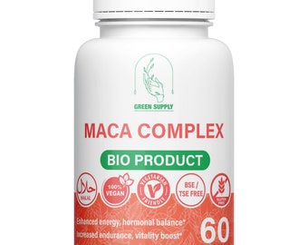 Maca Complex: Maca Root + Black Maca natural extract of high vegetarian quality.