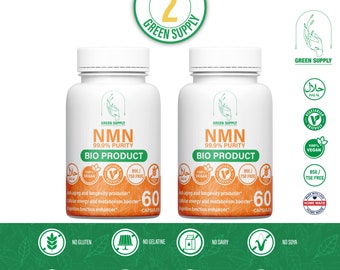 STARTPAKKET: 2 x NMN 500 mg x 60 capsules (nicotinamide mononucleotide) Gecertificeerde hoge kwaliteit en zuiverheid.