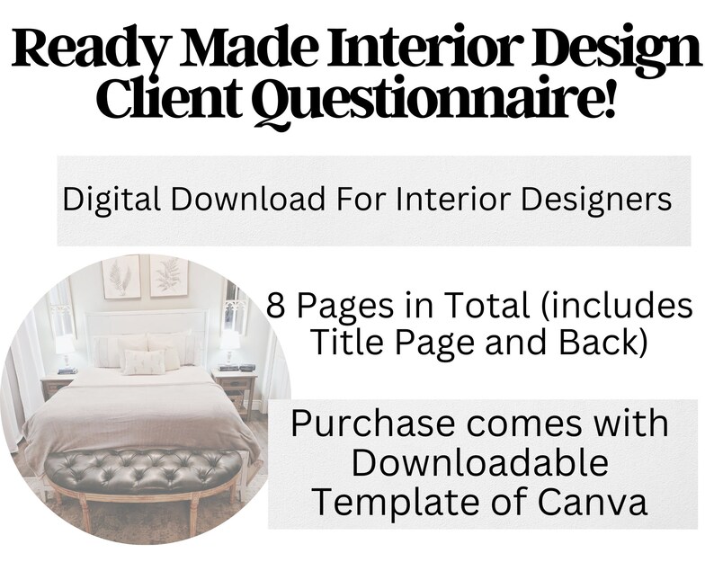 Interior Design Client Questionnaire Template for Canva (digital ...