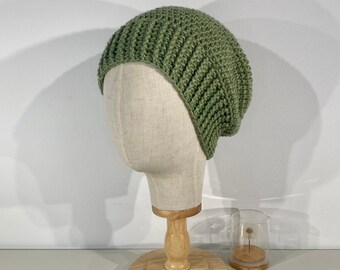 Pure Merino Wool Handmade Slouchy Beanie Hat in "Meadow"