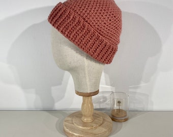 Pure Merino Wool Handmade Beanie Hat in "Sunset"