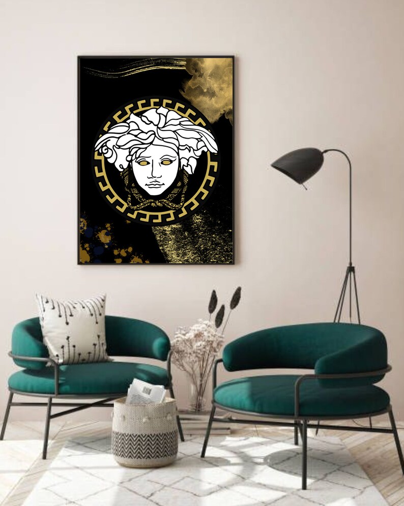 Medusa Gallery Wall Art, Medusa Black and Gold, Wall Art Canvas Design