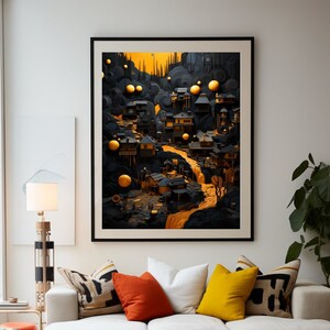 Abstrakte Landkarten | Neo Surrealismus Kunst | Geographische Wandkunst | Landschaft Kunst | Minimalistische Kunst |