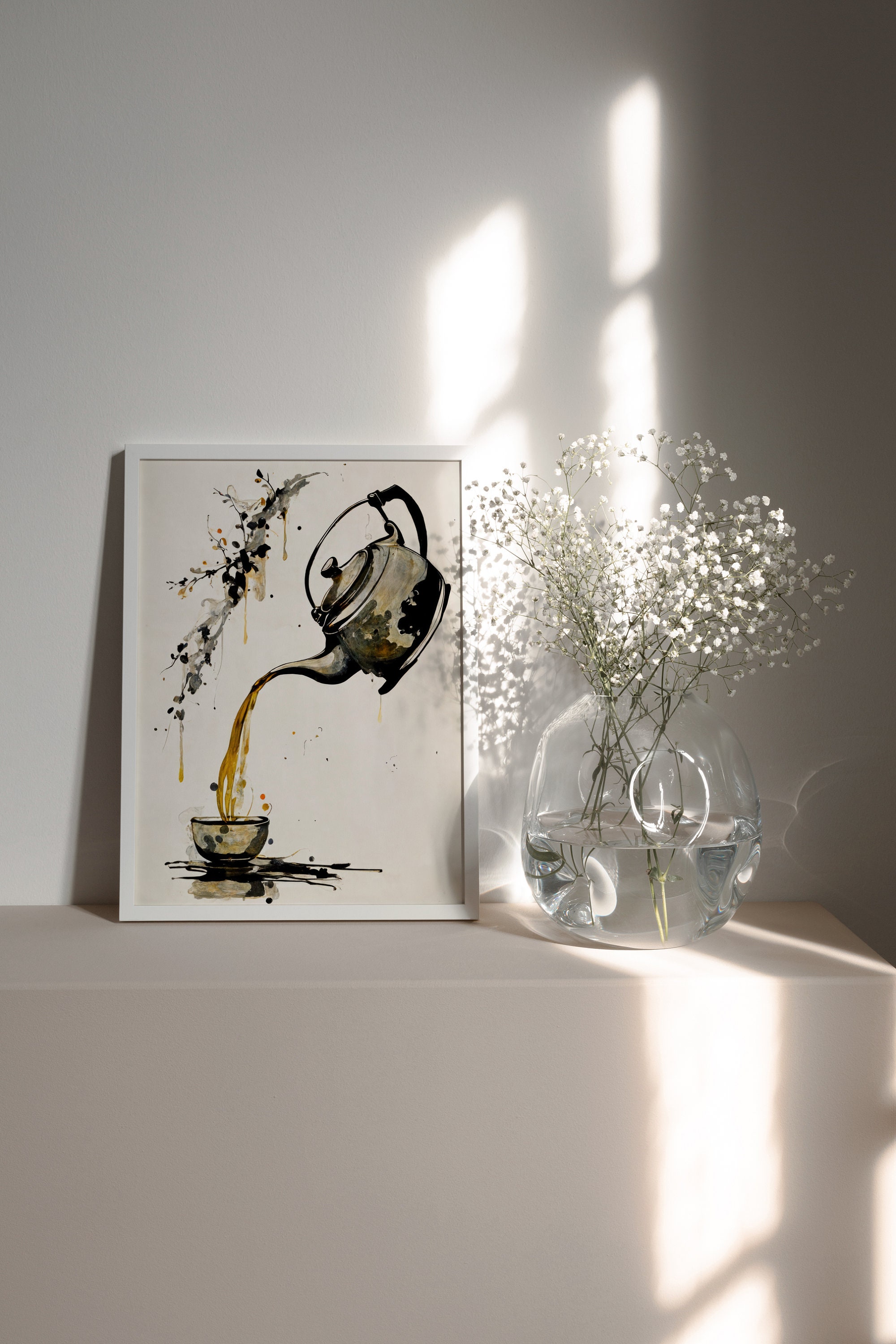Japandi Tea Kettle Print | Printable Wall Art | Abstract Illustration ...