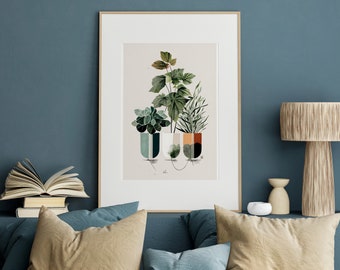 Bohomodern Houseplants Print | Printable Wall Art | Abstract Illustration | Minimalist Abstract Wall Art | Boho Decor Wall Decor