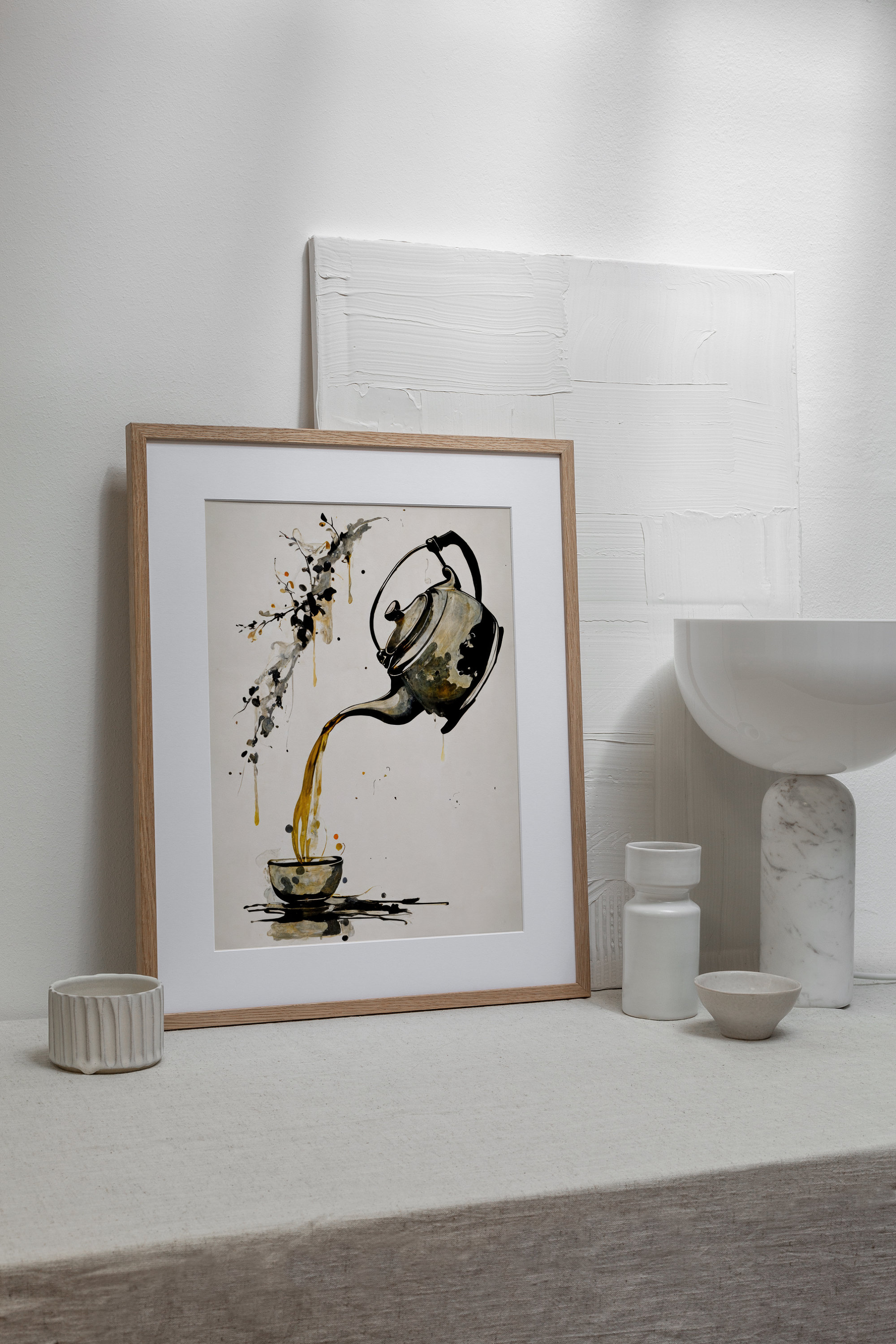 Japandi Tea Kettle Print | Printable Wall Art | Abstract Illustration ...