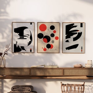 Japandi Set of 3 Prints | Printable Wall Art | Abstract Illustration | Zen | Wabi Sabi | Sumi E