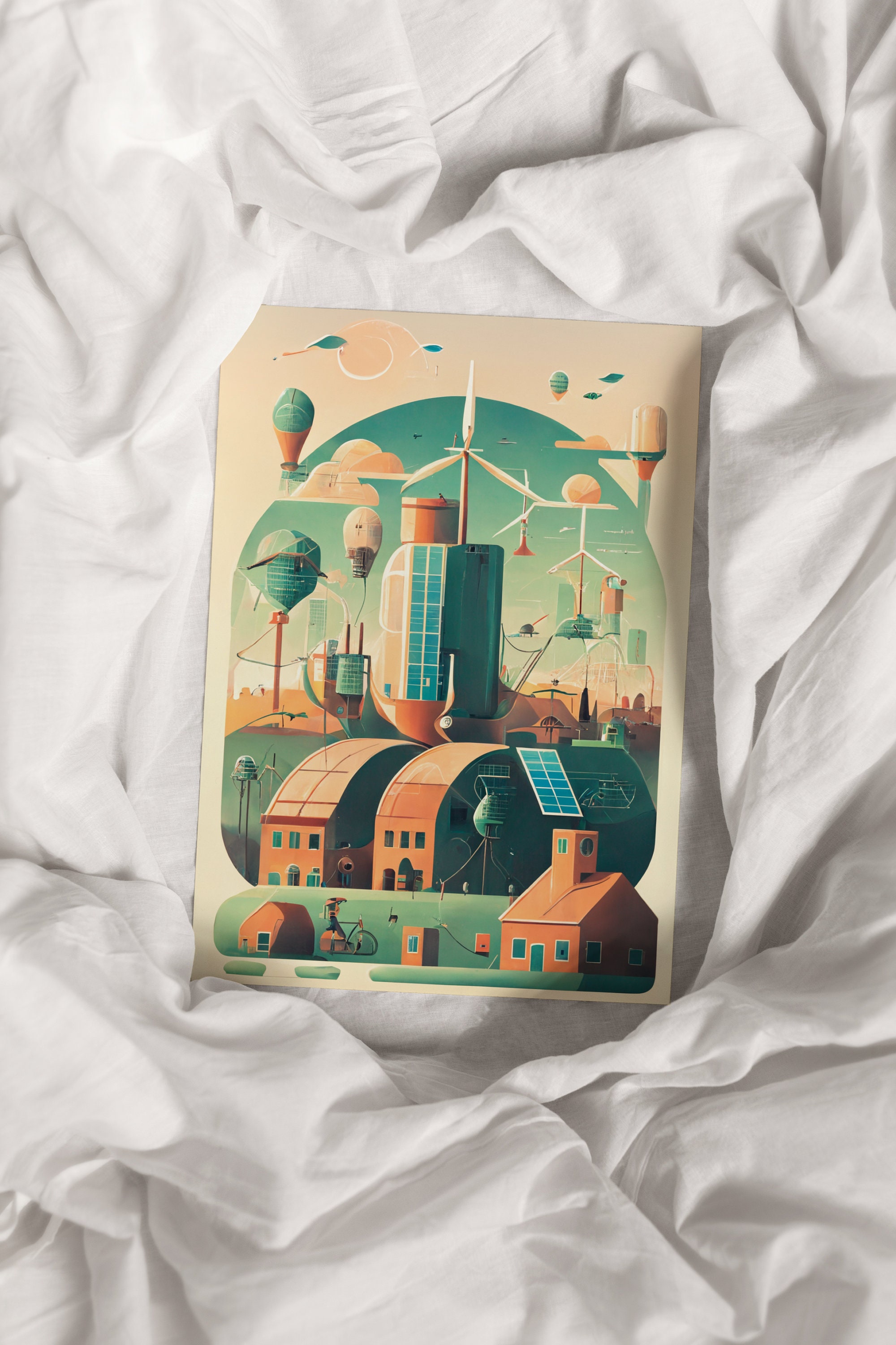 Digital Art Print | Beautiful Solarpunk City Environment |  Landscape/Horizontal | Printable Digital Download | Wall Art | Decor &  Background