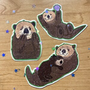 Sea otter stickers, otter stickers, sea otter, cute animal stickers, vinyl animal decals for laptops, water bottles & journals