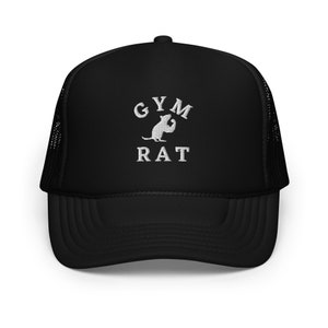 Gym Hat | Workout Hat | Funny | Embroidered Graphic | Foam Front | Trucker Hat | Gym Rat