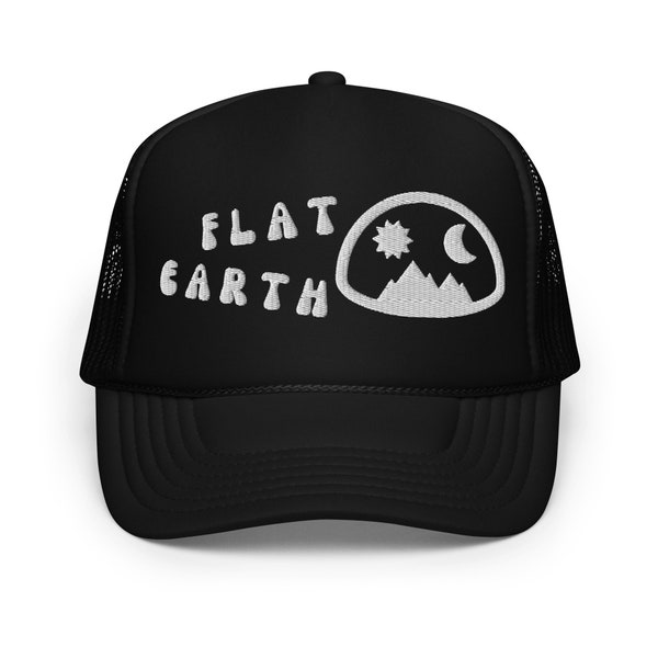 Flat Earth Hat | Conspiracy Hat | Flat Earth Society | Embroidered Graphic | Foam Front | Classic Style Trucker Hat
