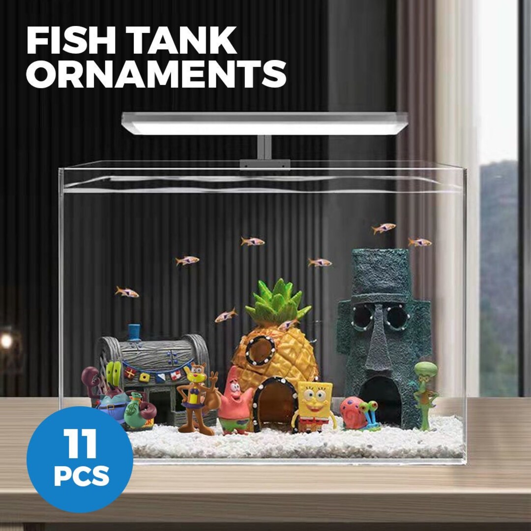 11PCS Fish Tank Ornaments Aquarium Decorations Fish Bowls Spongebob — free download