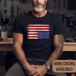 Distressed Upside Down American Flag Tee - Independence Day Shirt