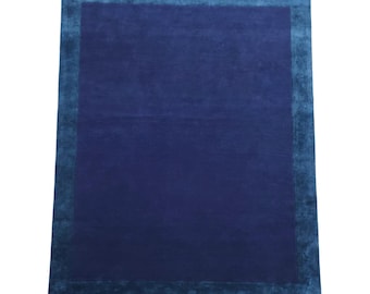 Hand Tufted Blue Wool Rug: Modern Home & Office Carpet