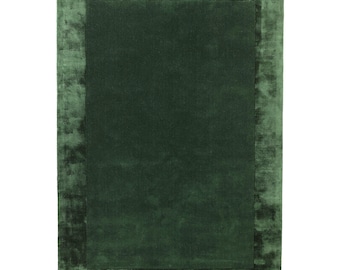 Soft Silky Olive Green Rug – Hand-Tufted Wool & Viscose Custom Area Carpet