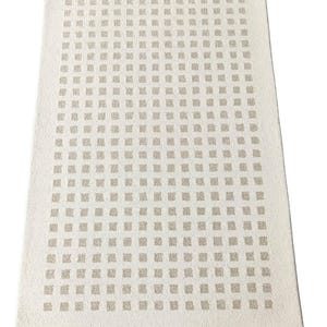 Handmade Wool Checkered Rug: Funky Beige Ivory Decor