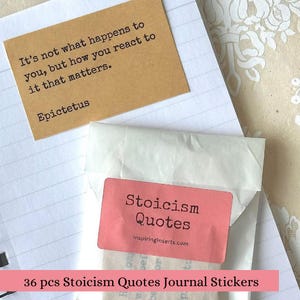 Stoicyzm Cytaty stoickie 36 szt. | Marek Aureliusz, Epiktet, Seneka, Cytaty filozoficzne, Naklejki do dziennika, Zestaw do scrapbookingu | Inspirujące wkładki