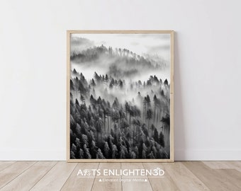 Aerial Pines | Printable Digital Art | Abstract Charcoal | Wall Art