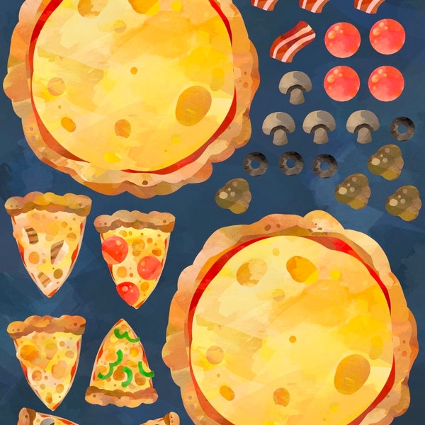 L'heure des pizzas ! | Ensemble thématique de fabrication de pizza en feutre | Polaire | Ecouter Canapé | 28 pièces