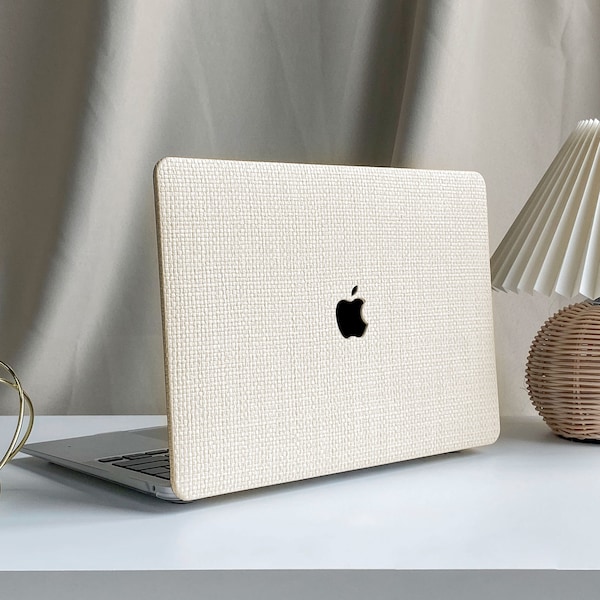 Cream Woven Leather MacBook Case for New MacBook Pro 13 16 15 Pro 14 A2442 Air 13 12 inch 2022 M2 Air 13 A2681 M2 Pro 13